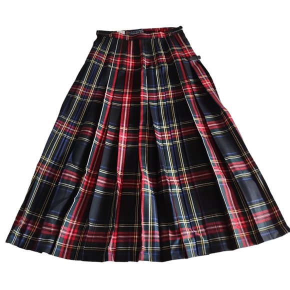 Edinburgh Old Town Weaving Co. Midi Tartan Plaid Pleated Skirt